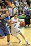 Colony sophomore Damien Fulp tries to drive the ball around Palmer senior Jared Straight during Colony's 66-60 win over the Moose Wednesday at Colony High. For more photos from the game, see 