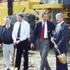 Mat-Su officials joined Gov. Tony Knowles for a ceremonial
ground breaking at the $45 million Glenn-Parks highways interchange
project last week. From left, Mat-Su Borough Assembly members Da