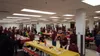 Volunteers in maroon Frontline Mission shirts and diners in street clothes filled the Wasilla High School cafeteria Thursday afternoon for the annual Thanksgiving community dinner. About 150 
