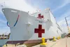180721-N-PN275-1061 SAN DIEGO (July 21, 2018) USNS Mercy (T-AH 19) moors to the pier at Naval Base San Diego upon returning from Pacific Partnership 2018. Mercy was underway from February to 