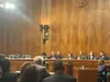 U.S. Sen. Amy Klobuchar, D-Minn., and U.S. Sen. Mike Lee, R-Utah, lead a U.S. Senate hearing on the proposed merger of grocery chains Kroger and Albertsons. Nov. 29, 2022. Ariana Figueroa/Ala