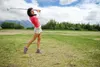 Madison Baca, 15, watches her ball as she practices on the driving range at Palmer Golf Course Thursday afternoon. Baca and her sister, Rynae, have qualified for the USGA Women’s Amateur Publ