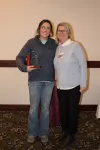 Louisa Branchflower of Hatcher Alpine Xperience accepting the Spirit of Tourism Award from Bonnie Quill. Photo by Justin Saunders