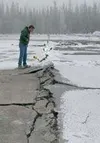 The Northway Airport, remains closed after the Nov. 3
earthquake. Contractors began working Thursday to restore 3,200
feet of the runway to allow the community and pilots to use it
throughout