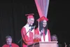 Wasilla High Senior Class President Lance Lee, left, and Vice-President Andrea Wagner share a laugh during Thursday night’s commencement. MATT HICKMAN/Frontiersman