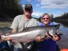 Andy Couch and Lois Swensen with her May 12, 2015 king salmon. Courtesy Evan Swensen