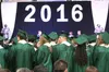 Colony High School graduates prepare to take their seats for the school's commencement ceremony at the Menard Sports Center in Wasilla on Wednesday evening. More than 220 seniors graduated fr