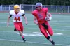 Wasilla senior quarterback Aeron Milliron breaks to the sideline on a 66-yard touchdown run during a 17-13 win over West Valley at Wasilla High School during the 2017 season. The Wasilla seni