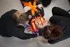 George Grigas is strapped into a back board during a Paramedic Course at Snodgrass Hall on the Mat-Su College campus in Palmer, Alaska Thursday, Feb. 26, 2015. Philip Hall/University of Alask