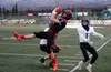 Brandon Hina makes a catch at the sideline during a loss to Homer. Bruce Eggleston/matsusports.net