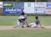Mat-Su's Vance Vizcaino tries to avoid the tag at second during a 4-3 loss to the Anchorage Glacier Pilots June 16 at Hermon Brothers Field in Palmer. JEREMIAH BARTZ/Frontiersman