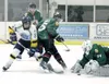 ROBERT DeBERRY/Frontiersman Alaska Avalanche forward Matt Friese
takes a shot on goal during the first period of Thursday’s game
against the Kenai River Brown Bears at the Curtis C. Menard II