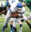 Palmer’s James Nisbett carries the ball into the end zone during last week’s game against the Colony Knights. The Moose face the North Pole Patriots Friday at North Pole. ROBERT DeBERRY/Front