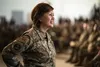 Chief Master Sgt. of the Air Force JoAnne S. Bass speaks to Airmen during an all-call at MacDill Air Force Base, Florida, Aug. 4, 2022. Bass met with members assigned to the 6th Air Refueling