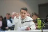 Gary Benedetti talks about his concern over safety issues and the use of Buffalo Mine Road for a gravel operation during a Mat-Su Borough Planning Commission meeting Monday evening at the Pal