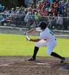Mat-Su Miners outfielder Garrison Schwartz bunts the ball during a 10-2 win over the Chugiak Chinooks Wednesday, July 13, 2016, at Hermon Brothers FIeld in Palmer. Jeremiah Bartz/Frontiersman