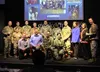 All 2020 AFIMSC Innovation Rodeo teams pose for a group photo with AFIMSC Commander Maj. Gen. Tom Wilcox and AFIMSC Command Chief Master Sgt. Edwin Ludvigsen Feb. 7, 2020. (U.S. Air Force pho