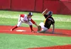 Wasilla infielder Kendell Ruta tags Dimond's Ryan Henrickson out a second during the first inning of Wasilla's 5-0 American Legion win over the Lynx July 20, 2017, at Wasilla High School. Jer
