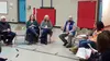 Butte Elementary School principal Joshua Rockey (middle) and members of the community discuss information and concerns regarding Flores/Quackenbush Memorial Playground. Jacob Mann/Frontiersma