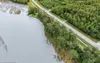 Aerial view of the Matanuska River and its erosion nearing Old Glenn Highway near mile marker 15. (Photo courtesy of  Deb Winkelman and Chris Coyle)