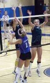 Jessie Macknicki squeezes a hit just inside the net antennae in
the first game of Palmer's 3-0 win over Service on Tuesday. The
play resulted in one of Macknicki's 10 kills on the night. Phot