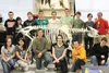 Mat-Su Career and Technical High School students pose for a photo with the fully articulated wood bison skeleton they helped prepare and put together in Tim Lundt’s Alaska Wildlife class. Lun