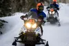 Iron Dog racers Kelly Sommers and Harold Warner move down the
trail towards Skwetna after leaving the ice of Big Lake during
Sunday's start of the 2012 Iron Dog. ROBERT DeBERRY/Frontiersman