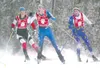 JOHNNY WAGNER/Fairbanks Daily News-Miner Palmer’s Shannon
Stough, center, leads Kenai’s Kristi Louthan, left, and Lathrop’s
Rosemary Hanson around a corner during the girls 4x3-kilometer race