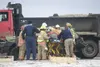 Central Mat-Su rescue personnel extricate the driver of a late
model Jeep Thursday morning on the Glenn Highway. Around 8:30 a.m.
the Jeep, traveling northbound, lost control and crossed the 