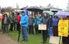 Locals gathered at a climate rally in Palmer. Tim Rockey/Frontiersman