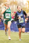 ROBERT DeBERRY/Frontiersman Colony Knight Alyssa Hutchins passes
Soldotna's Melanie Smith in the final few feet for a 13th place
finish during the ASAA/First National Bank 4A Cross Country
Ch