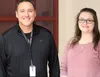 Mat-Su Native Youth Olympics head coach Jared Barrett and Houston junior Ashley Hoglund pose for a photo Thursday afternoon at Houston High School. Hoglund recently earned her third straight 