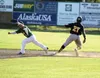 Mat-Su infielder Levi Jordan gets the force at second during a 6-5 extra-innings loss to the Anchorage Bucs Friday, July 8, 2016, at Hermon Brothers Field in Palmer. JEREMIAH BARTZ/Frontiersm