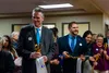 Governor Mike Dunleavy and Alaska DHSS Commissioner, Adam Crum, following the ceremonial ribbon-cutting on the third floor Inpatient Behavioral Health Unit reception at Mat-Su Regional Medica