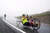 U.S. Paralympian and Colony High School graduate Andrew Kurka pauses 150 meters from the finish of the 2015 Alaska Challenge in Hatcher Pass Monday morning to smile for the camera. He placed 