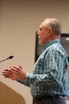 Mat-Su Borough Emergency Medical Services Director Ken Barkley spoke during the Mat-Su Borough Assembly meeting Tuesday in Palmer. Tim Rockey/Frontiersman