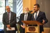 Rabbi Mendy Greenberg, who leads the Chabad congregation in Palmer, speaks at a bill-signing ceremony held Tuesday at the Lubavitch Jewish Center of Alaska. The bill makes vandalism of religo