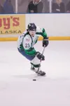 Alaska Avalanche defenseman Jesse Kessler moves the puck across the ice during Friday's game against the Kenai River Brown Bears at the MTA Events Center in Palmer. Robert DeBerry