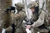 U.S. Army Pfc. Kyle Lavorante (left) and Spc. Jakeb Tadlock, Joint Fire Support Specialists with Bravo Company, 1st Battalion, 16th Infantry Regiment, 1st Armored Brigade Combat Team, 1st Inf
