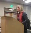 Geri McCann of Talkeetna testifies in a non-public hearing in front of the Mat-Su Borough Assembly on Tuesday, regarding an ordinance to regulate commercial marijuana. The public hearing was 