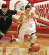 Former Wasilla High standout Alex Baham, right, battles former Colony standout Bailey West for the ball during Baham's senior season in 2015. Baham, now a junior at UAF, was named all-confere