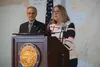 Gail Fenumiai, director of the Alaska Division of Elections, speaks to reporters on March 22, 2022. At background is Lt. Gov. Kevin Meyer.  Yereth Rosen/Alaska Beacon