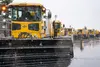 A fleet of snow sweepers return to the 773d Civil Engineer Squadron’s Snow Barn after clearing an early-season snowfall from the flight line on Joint Base Elmendorf-Richardson, Alaska, Sept. 