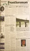Front page from the April 18, 2000, issue of the Mat-Su Valley
Frontiersman.