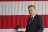 Alaska Gov. Mike Dunleavy speaks on Sept. 11, 2023, at Joint Base Elmendorf-Richardson. Yereth Rosen/Alaska Beacon