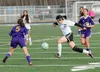 Colony's Rina Inagaki races through the Lathrop defense during the Knights' 6-1 win on Friday, April 15 at Colony High. MATT TUNSETH/Frontiersman.com