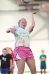 ROBERT DeBERRY/Frontiersman Colony junior Jamie Krediet heads
the ball during a preseason clinic Thursday at the Curtis D. Menard
Memorial Sports Center.