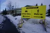 Signs posted on March 31, 2021, direct visitors to COVID-19 testing sites on the Alaska Native Tribal Health Consortium campus in Anchorage. Average life expectancy in Alaska declined that ye