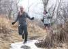 Racers Barney Griffith, left and Nathan Wenger make their way down the slopes of Lazy Mountain during the 2016 Crazy Lazy Mountain Race in Palmer. Frontiersman file photo