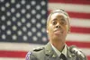ROBERT DeBERRY/Frontiersman Lt. Col. Katrina Pillow, commander
of the 297th Support Battalion, speaks to a crowd of seniors,
veterans, firefighters and law enforcement officers who gathered
T